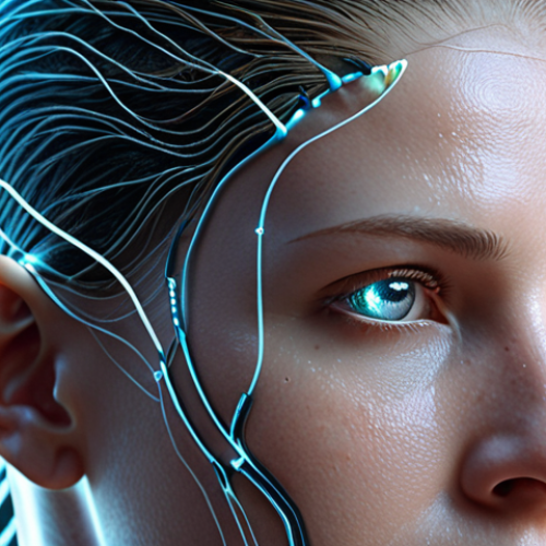 2

**Image Prompt 2: The Neuralink Horizon**
A close-up shot of a human head (gender-neutral) with delicate, glowing neural pathways or subtle, futuristic implants visible on the skin around the temples and behind the ear. Abstract digital data streams and holographic interfaces flow around the face, symbolizing direct brain-computer interaction. The eyes are bright and intensely focused, looking into an unseen digital realm. The aesthetic is high-tech, futuristic, and slightly ethereal, emphasizing the cutting-edge yet complex nature of BCI technology. --ar 16:9 --v