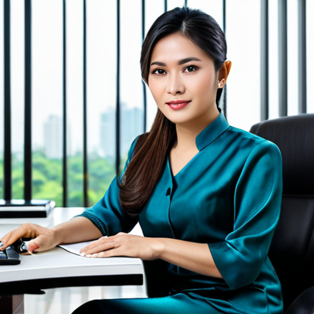 **
Prompt: "Professional Thai businesswoman in a modest silk dress, working at a modern desk in Bangkok office, fully clothed, appropriate attire, safe for work, perfect anatomy, natural pose, professional photography, high quality."
**