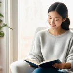 Home 17 언어 인지능력 증강을 위한 방법 - **Prompt:** "A radiant young woman, around 25 years old, sits comfortably on a plush armchair in a s...